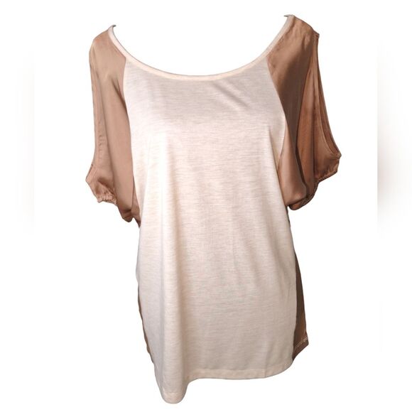 French Laundry Petite Medium Top - Cold Shoulder Satin Sleeves New With Tags - Picture 1 of 10